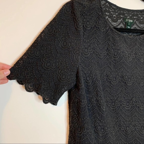 J. CREW Sheer Gray Scalloped Lace Blouse - Picture 2 of 7